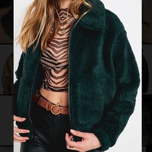 UO cropped teddy coat
